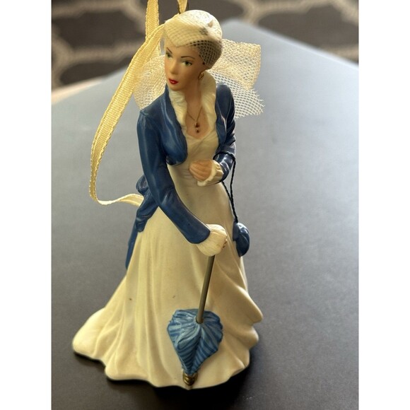 Hallmark ‘03 Gone With the Wind Ornament Scarlett O'Hara White Dress Blue Jacket - Picture 1 of 9